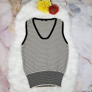 Anne Klein 75% Silk Striped Top Small